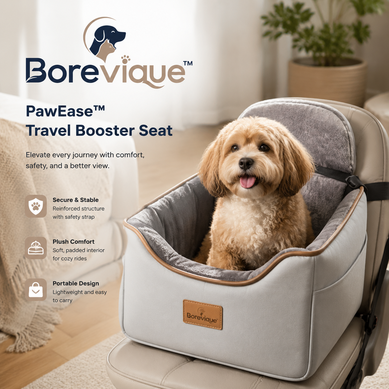 Borevique™ PawEase Travel Booster Seat