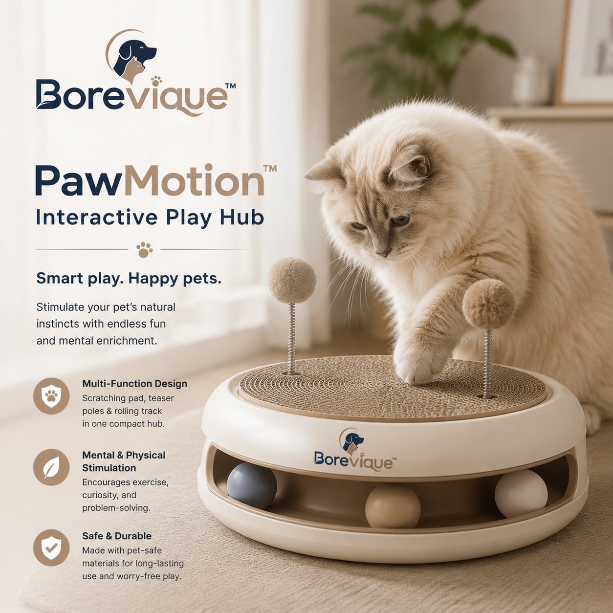 Borevique™ PawMotion Interactive Play Hub